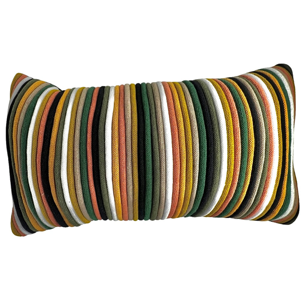 Colorful Recycled Cotton Cord Lumbar Throw Pillow 22”x13”